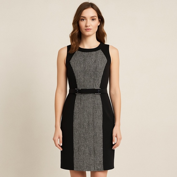 White House Black Market Dresses & Skirts - White House Black Market Tweed Panel Sheath Dress Size 6 – Classic Workwear